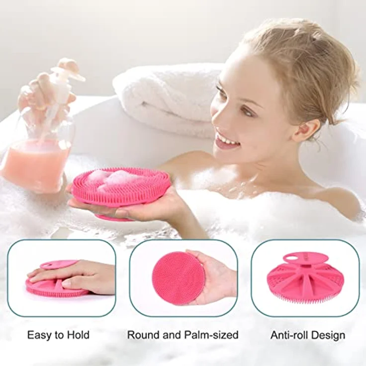 INNERNEED Körperschrubber, Duschbürste aus lebensmittelechtem Silikon, sanftes Peeling, hygienisch, rosa – Bild 2