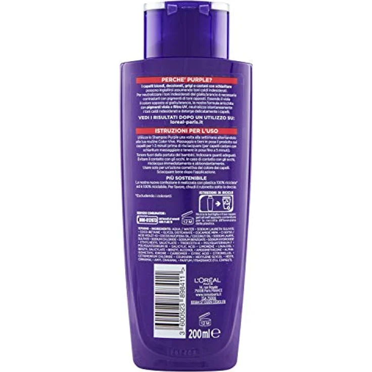 L'Oréal Paris Anti-Gelb Color Vive Purple Shampoo, Shampoo für gebleichtes Haar, Blond, Grau, 200 ml – Bild 3