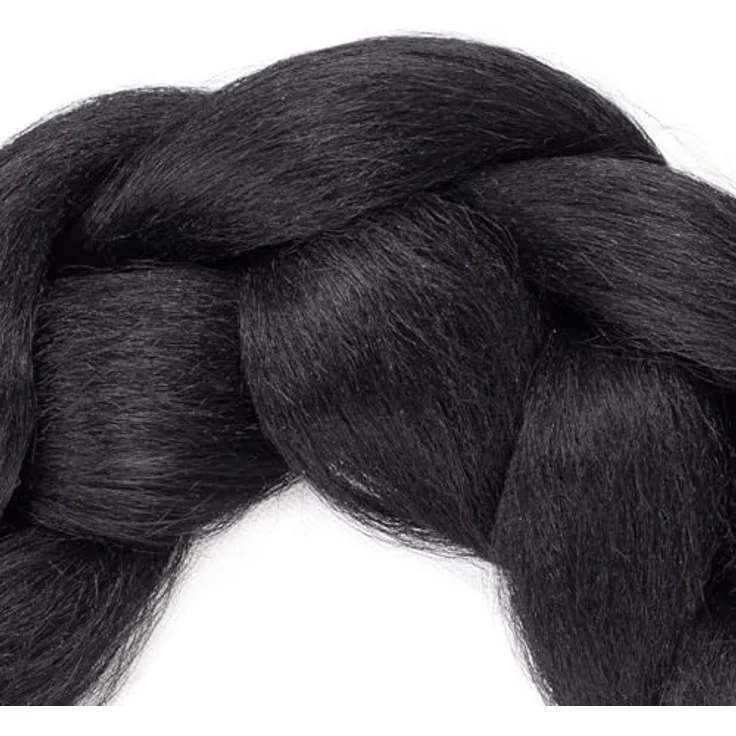 Shangxiu Braids Extensions schwarz, 3 Stücke Premium Hitzebeständige Kunsthaar, 24" (60cm), Yaki Gerade Textur – Bild 4