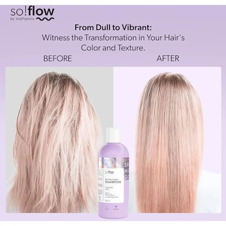 Vis Plantis SO!FLOW Shampoo für coloriertes Haar, 400 ml, revitalisierende Reinigung mit Keratin, vegan – Bild 4
