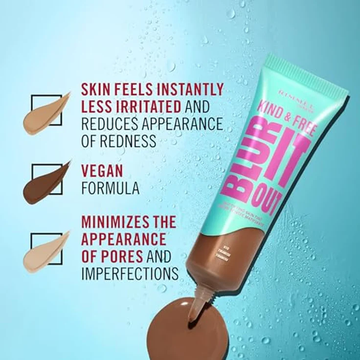Rimmel London Kind & Free Blur It Out, Mattierende Foundation für Damen, 30 ml, 001 Fair Porcelain, vegan, LSF, glättet die Hautoberfläche – Bild 4