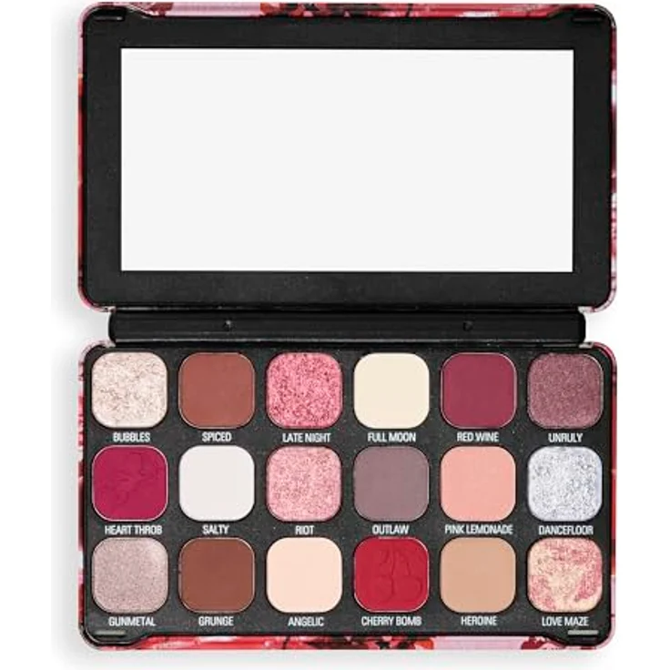 Makeup Revolution Forever Flawless Lidschatten-Palette Cherry Rebel, 18x1.1 g, intensive Pigmentierung für vielseitige Tages- und Abend-Looks – Bild 3