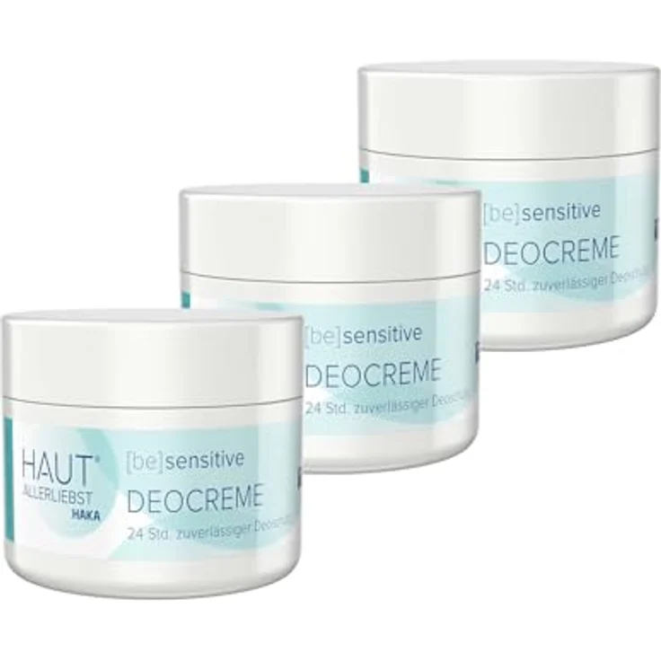 HAKA HAUTALLERLIEBST Deocreme 3er-Set, vegan, ohne Aluminiumsalze, 24h Schutz für sensible Haut, 3 x 30 g – Bild 1