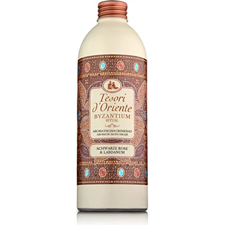 TESORI D’ORIENTE d'Oriente Cremebad 'Byzantium', 500 ml, aromatisches Bad mit schwarzer Rose und Labdanum, Körperpflege für die Badewanne, Ritual Körper & Sinne