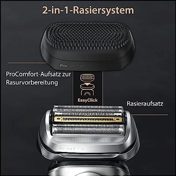 BRAUN 9557S Series 9, Herrenrasierer mit ProComfort Aufsatz und SyncroSonic-Technologie, Silberfarben, 100% wasserdicht, 60 Minuten Akkulaufzeit – Bild 5