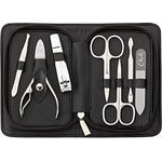 Chali® Nagel Set 7-tlg. mit Etui, Edelstahl Maniküre/Pediküre Set - Nagelschere, Nagelknipser, Pinzette, Glasnagelfeile uvm