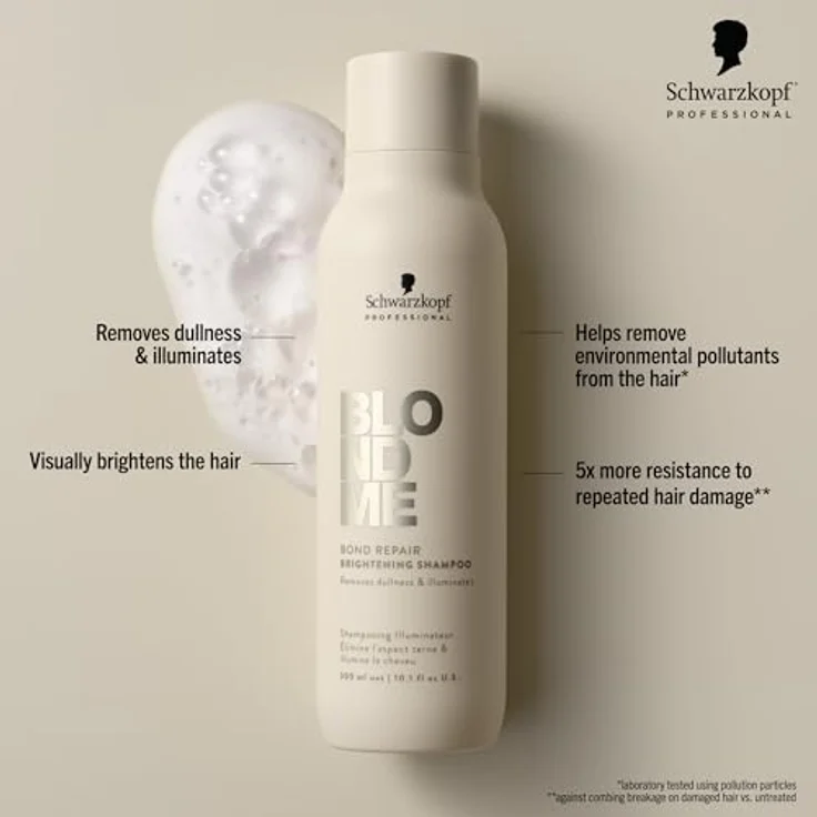 Schwarzkopf Professional Blondme Bond Repair Brightening Shampoo, aufhellendes Shampoo für blonde Haare, vegan, 1000 ml – Bild 2