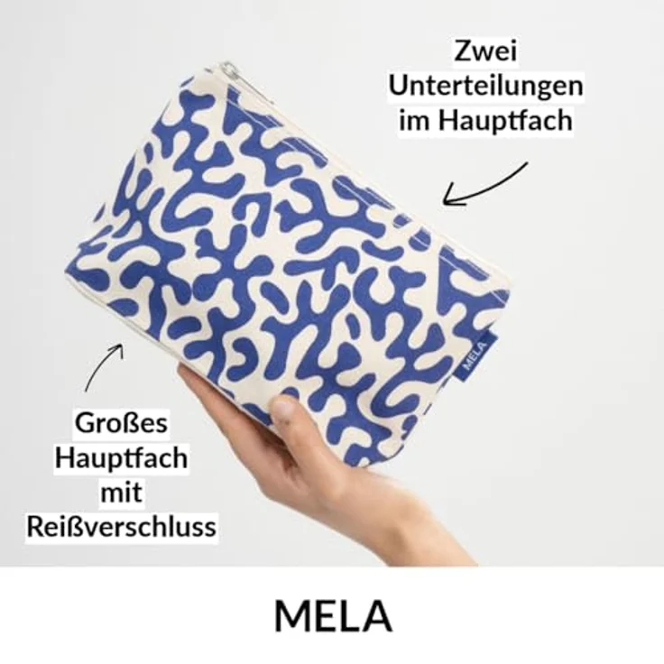 MELA Große Kosmetiktasche, Zwei Unterteilungen im Hauptfach aus Bio-Baumwoll-Canvas, strapazierfähig – Bild 2