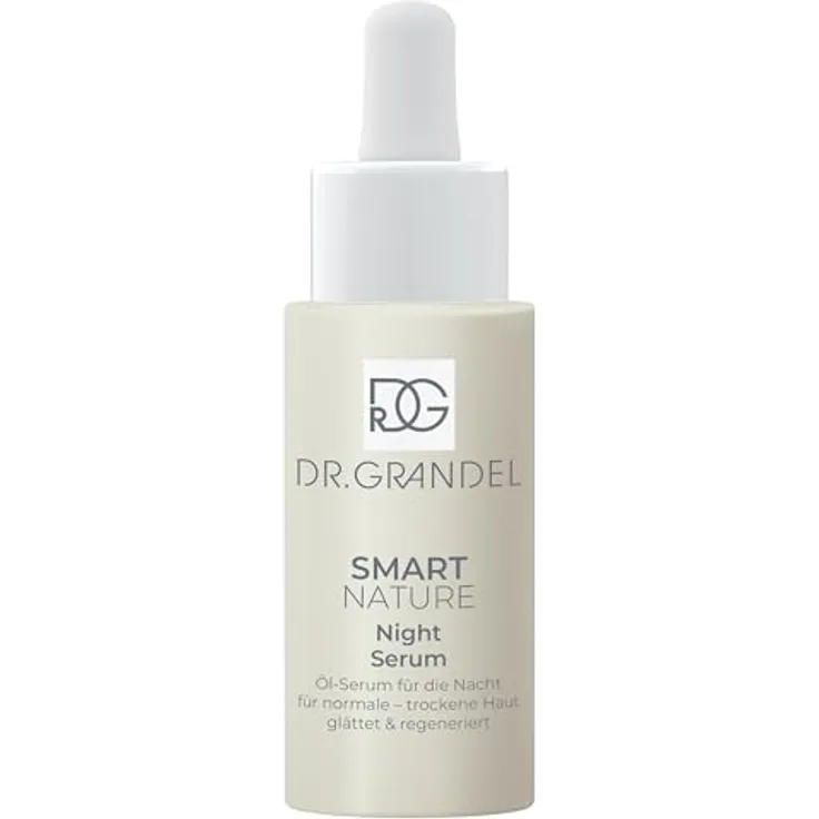 DR. GRANDEL Smart Nature Night Serum 30 ml, Gesichtsserum mit Haferkernöl und Holunderkernöl, vegan, für normale bis trockene Haut