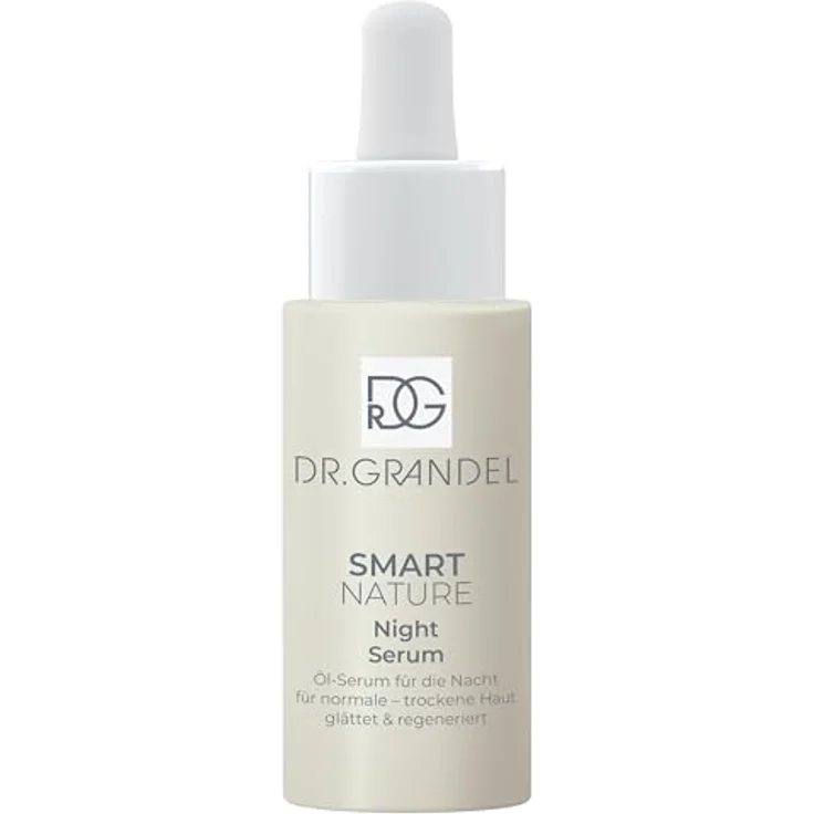 DR. GRANDEL Smart Nature Night Serum 30 ml, Gesichtsserum mit Haferkernöl und Holunderkernöl, vegan, für normale bis trockene Haut – Bild 1