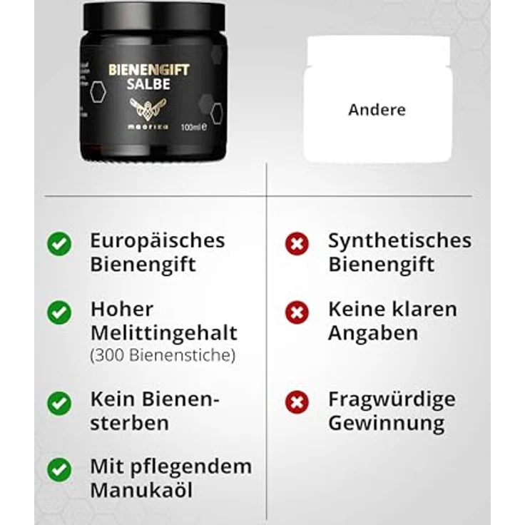maorika Bienengiftsalbe mit Manukaöl, hochdosierte Bienengiftcreme mit Kühlung, Shea Butter, Eukalyptus & Aloe Vera, 3x 100ml Sparpaket – Bild 3