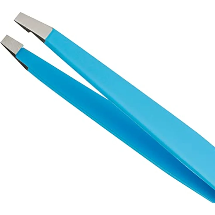 REMOS Augenbrauenpinzette aus Edelstahl, gerade Spitze 9.5 cm, blau, inkl. Schutzetui – Bild 2