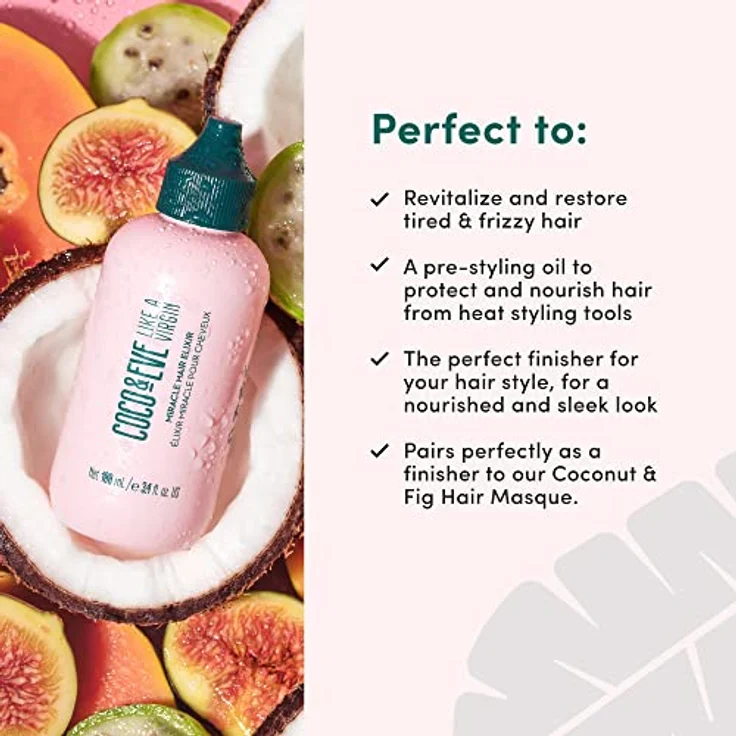 Coco & Eve Like a Virgin Miracle Hair Elixir - Leave-in-Conditioner für trockenes, geschädigtes Haar mit Kokosöl und Hyaluronsäure - 100ml – Bild 3