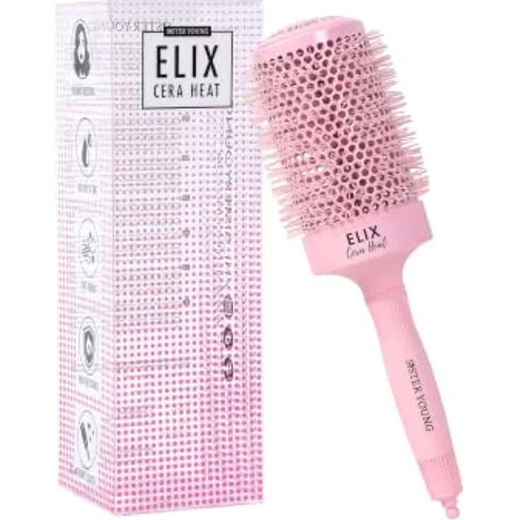 Sister Young ELIX Round Brush Cera Heat Pink, Runde Haarbürste 65mm für voluminöses Haarstyling beim Föhnen