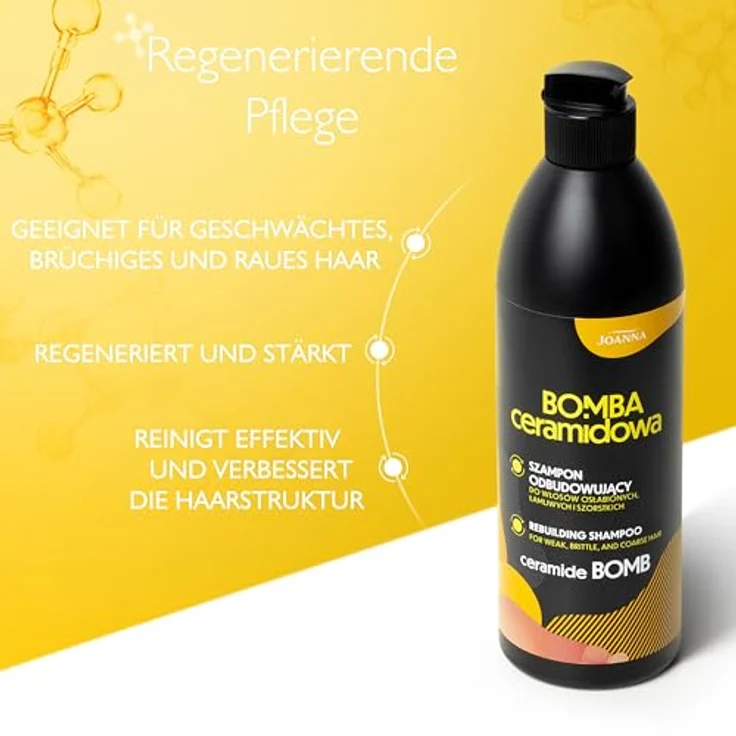 JOANNA Ceramide Bomb Regenerierendes Shampoo, 500 ml, für geschwächtes und brüchiges Haar, mit feuchtigkeitsspendenden Ceramiden – Bild 2