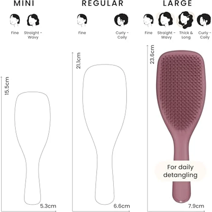 Tangle Teezer Große Ultimate Detangler Haarbürste, für nasses & trockenes Haar, zweistufige Borsten für dickes, lockiges & langes Haar, rosa Samt – Bild 3