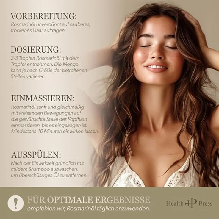Health Press® Rosmarinöl 60ml – Haaröl bei Haarausfall – Rosemary Oil for Hair – Dermatologisch getestet - Natürliche Pflege – Bild 5