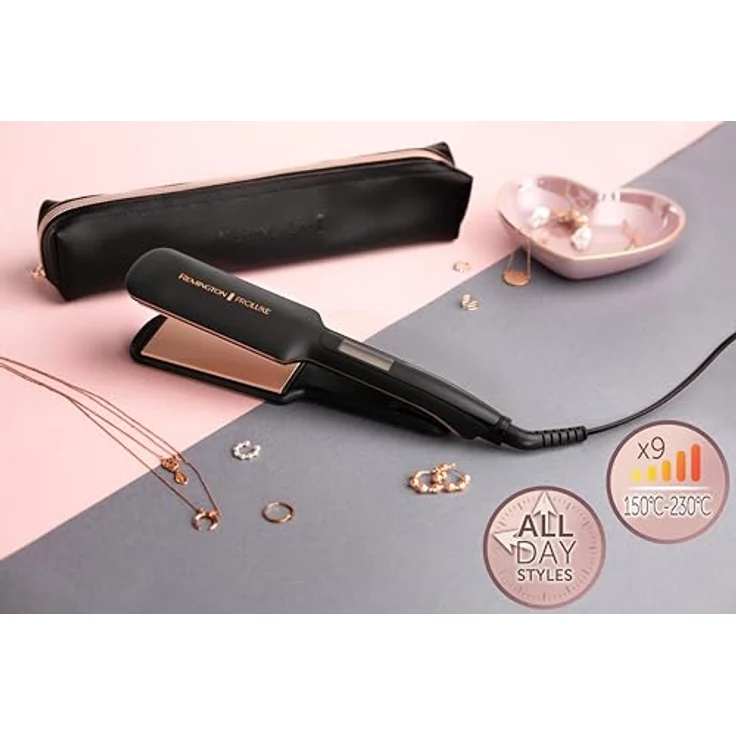 Remington Glätteisen Proluxe [extra breite Keramikstylingplatten 110 x 50mm, OPTIheat Technologie, Pro+Einstellung für schonendes Styling, digitales Display, schnellaufheizend] Haarglätter S9150B – Bild 2