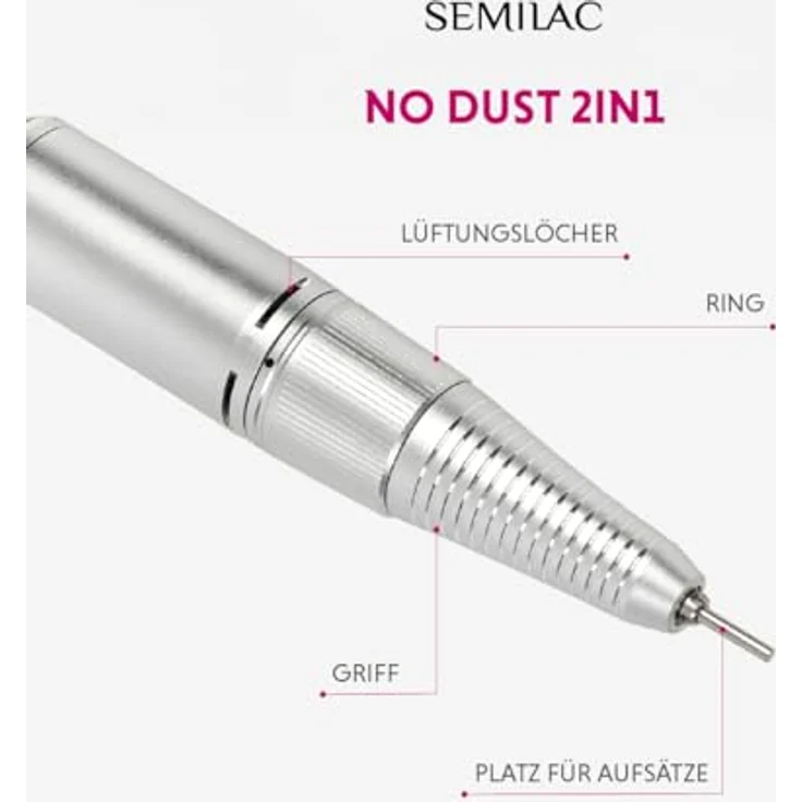 Semilac Elektrische Nagelfeile No Dust 2in1, Nagelpflegegerät für präzise Maniküre und Pediküre – Bild 4
