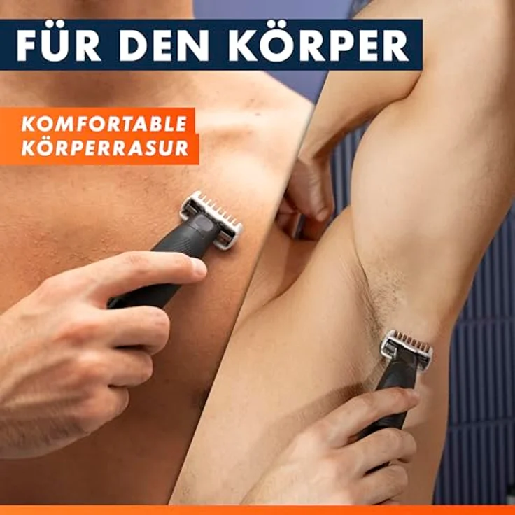 Gillette Fusion One Hybrid, Trimmer und Haarschneider mit flexiblem Kopf, wasserdicht, 3 Bartkämme (1mm, 2mm, 5mm), wiederaufladbar – Bild 4
