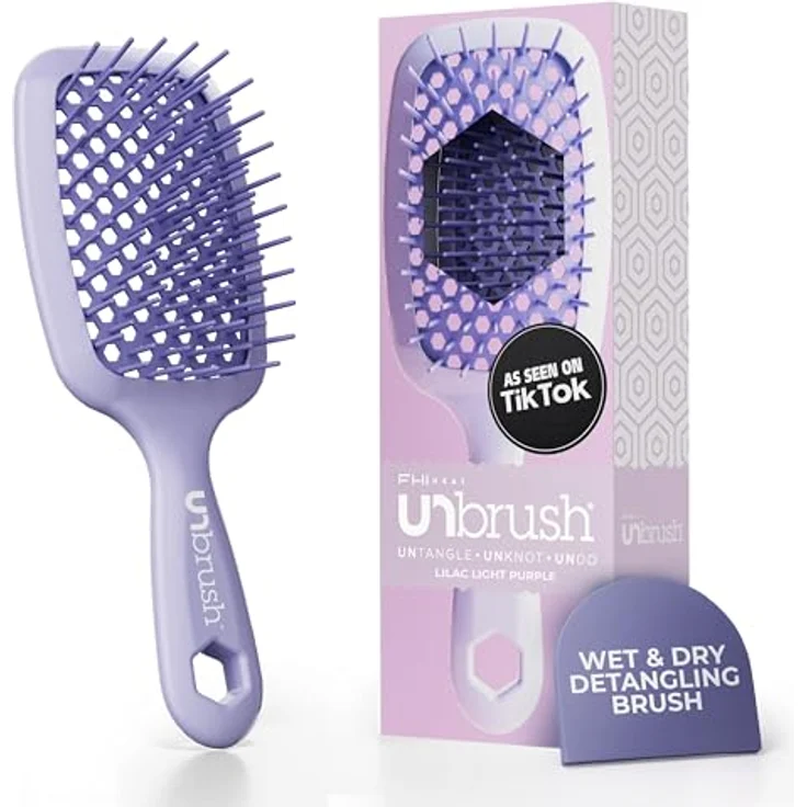 FHI Heat UNbrush Entwirrungsbürste, schmerzfrei für nasses und trockenes Haar, DuoFlex-Antistatikborsten, ultraleichter Griff, belüftet, Flieder-Helllila – Bild 1