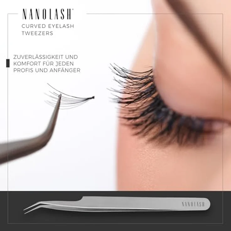Wimpern Pinzette Gebogen Nanolash - Professionelle Wimpernverlängerungspinzette, Pinzette für falsche Wimpern, Wimpernpinzette für Wimpernverlängerung – Bild 2