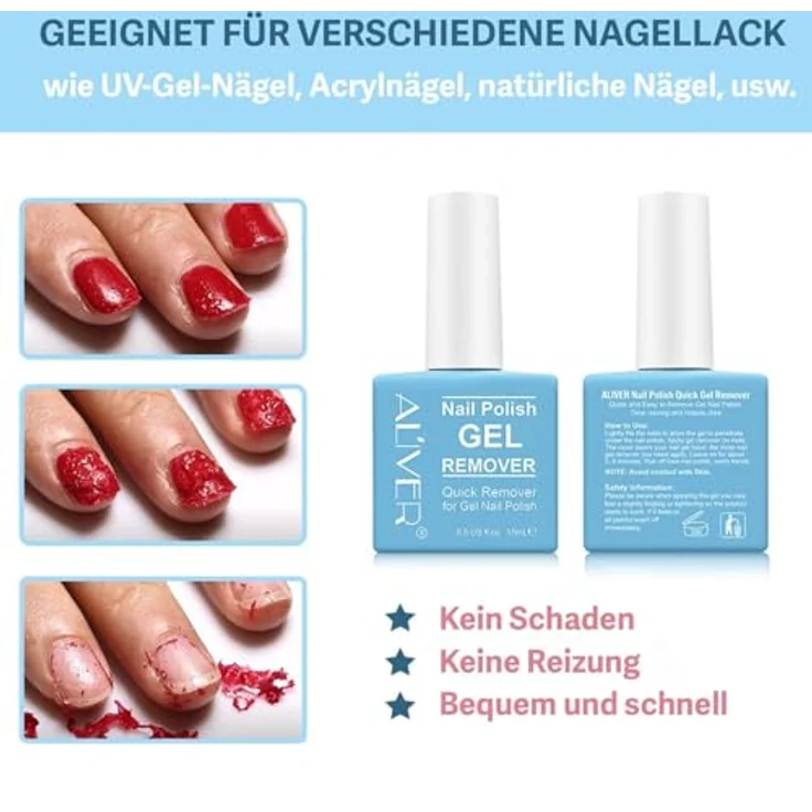 P-Beauty Nagellackentferner Acetonfrei, professioneller Gel-Remover für Nägel, schnelle Entfernung in 3 Min, 60% BIO-Cellulose, 1x 15ml – Bild 3
