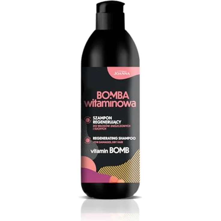 JOANNA Vitamin Bomb Regenerierendes Shampoo für geschädigtes und trockenes Haar, 500 ml, vegan, mit Vitamin E, feuchtigkeitsspendend und regenerierend – Bild 1
