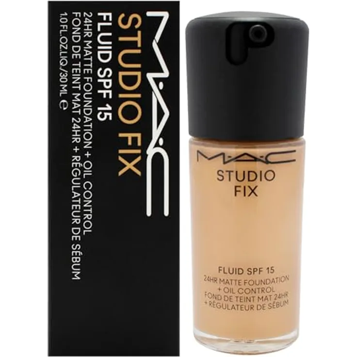 MAC Studio Fix Fluid Foundation mit SPF15, 30 ml, NC40 – 24h Halt, leichtes mattes Finish, ölfrei, für empfindliche Haut