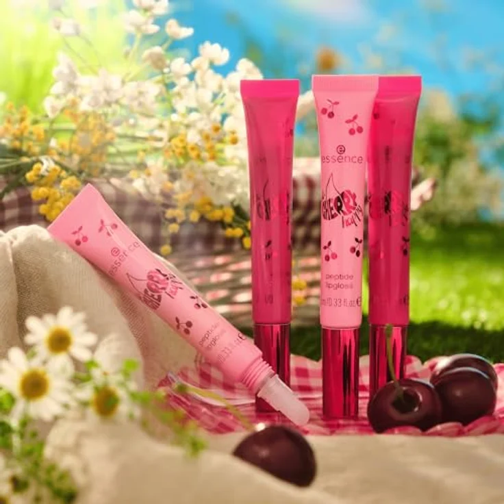 essence SO CHERRY happy peptide lipgloss, Nr. 01, Rot, feuchtigkeitsspendend, glänzend, vegan, 3x10ml – Bild 4