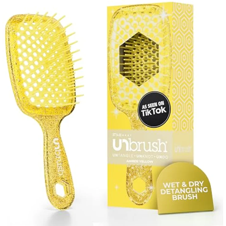 UNbrush Glitter Collection Detangling Hair Brush, Amber Entangler mit 105 flexiblen Borsten für müheloses Entwirren, unisex – Bild 1