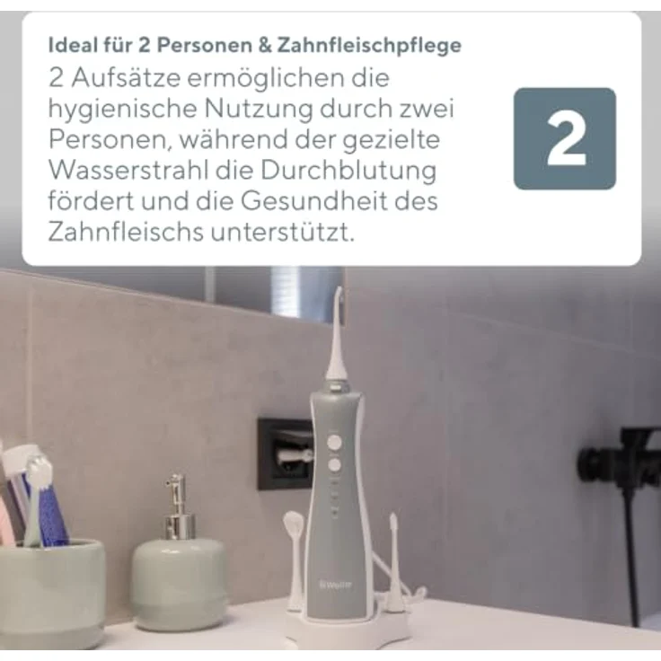 B.WELL TH-912, Orthodontische Düse mit integrierter Bürste, 2er Pack zur gründlichen Reinigung von Zahnspangen und Zahnersatz – Bild 4