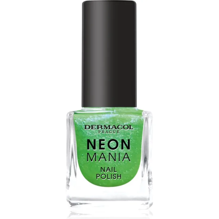 Dermacol Neon Mania Nagellack Farbton 8 Lime Splash, 5 ml, schnelltrocknend, abriebfest, intensive Farbe mit glänzendem Finish