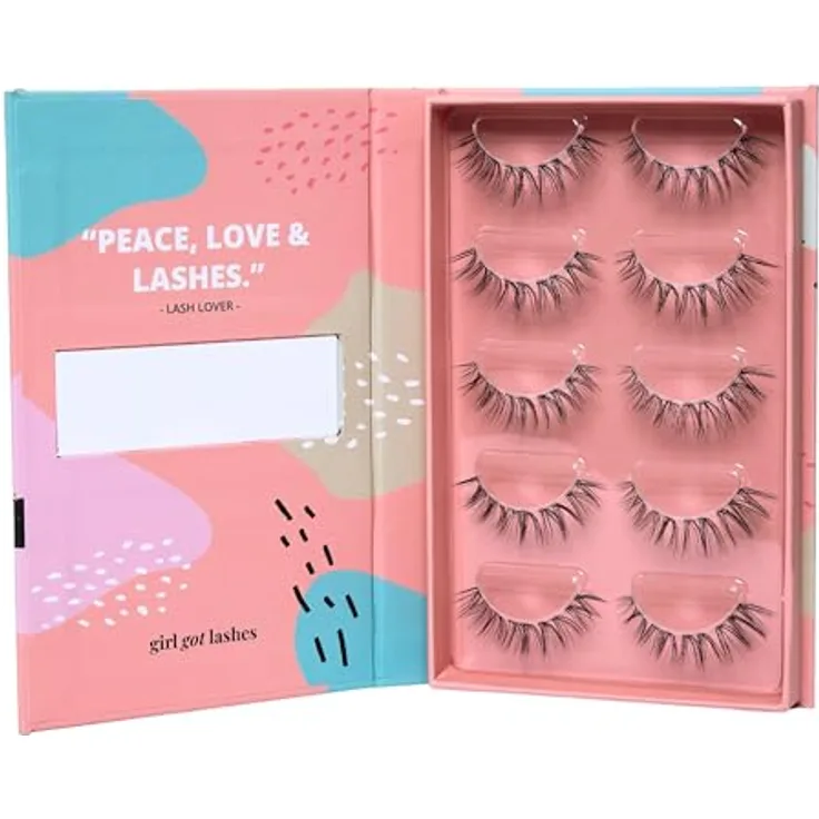 girl got lashes Große Boxen Lash Lover, Handgemachte Wimpernextensions C-Curl, 5 Wimpern-Paare, Vegan, 5-7 Tage Halt