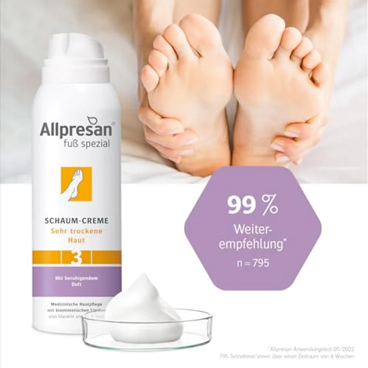 Allpresan Fuß spezial Nr.3 Schaum-Creme mit beruhigendem Duft - Fußcreme für sehr trockene Haut - 125 ml – Bild 2