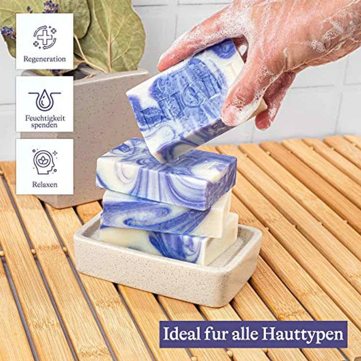 lubiu Lavendelseife Stück 100g - Bio Seife Lavendel Handgemachte - Duschseife Ohne Palmöl und Handseife Fest - Natur Seife Stück - Natural Soap – Bild 4