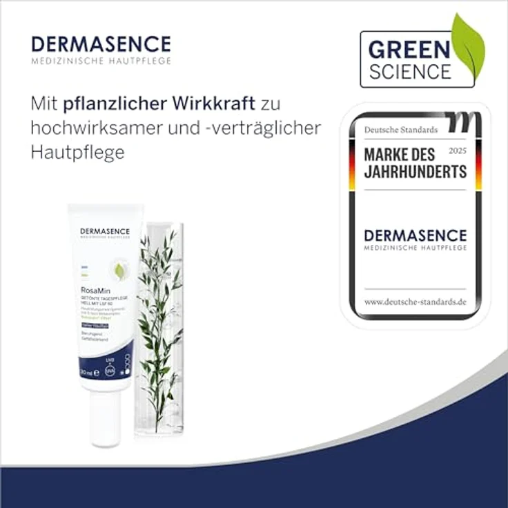DERMASENCE RosaMin Getönte Tagespflege hell mit LSF 50, 30 ml, beruhigend, pflanzlicher 5-fach-Wirkkomplex, parfümfrei, vegan – Bild 2