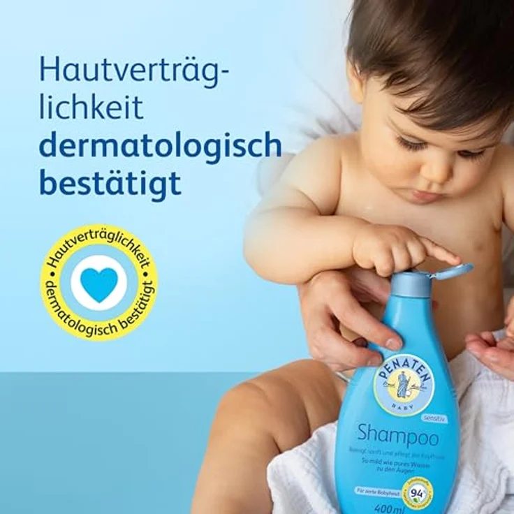 Penaten Mild Cleansing Baby Shampoo für empfindliche Babykopfhaut, 400ml - Keine-Tränen-mehr-Formel, sanfte Pflege – Bild 4