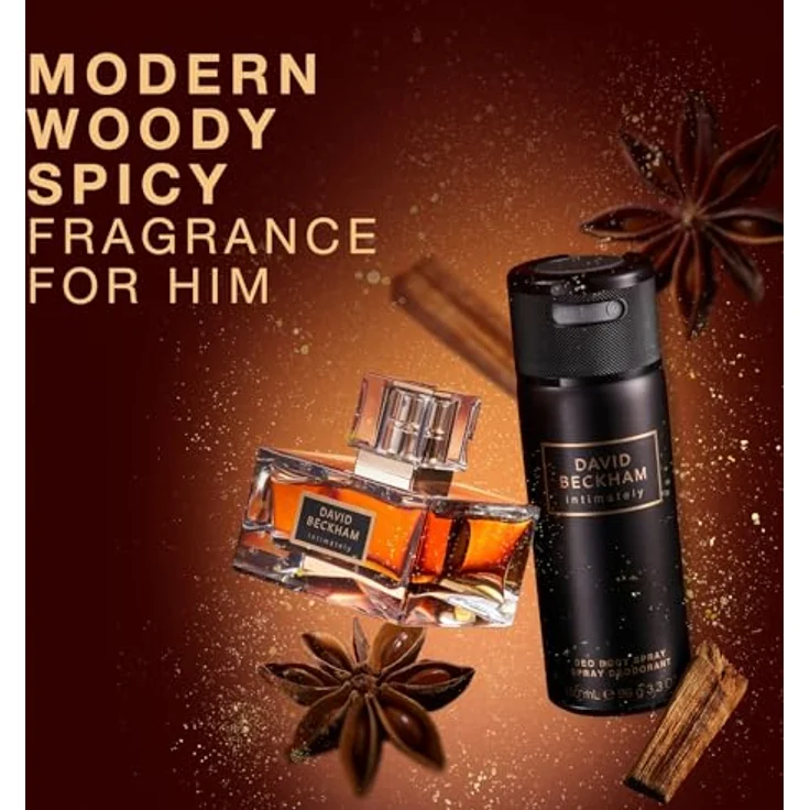 David Beckham Intimately Geschenkset für Ihn, inkl. Eau de Toilette 75 ml und Deodorant Body Spray 150 ml, moderner holzig-würziger Duft – Bild 3