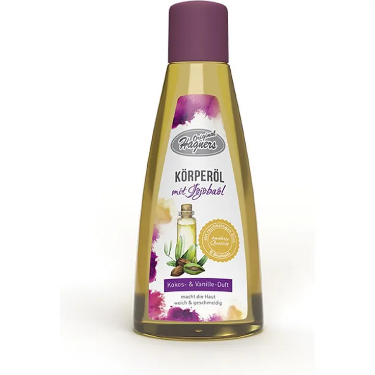 Original Hagners Körperöl mit Jojobaöl, pflegendes Körperöl mit Kokos- und Vanilleduft, 200 ml