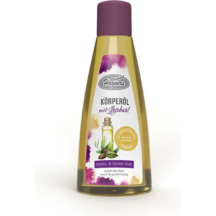 Original Hagners Körperöl mit Jojobaöl, pflegendes Körperöl mit Kokos- und Vanilleduft, 200 ml – Bild 1