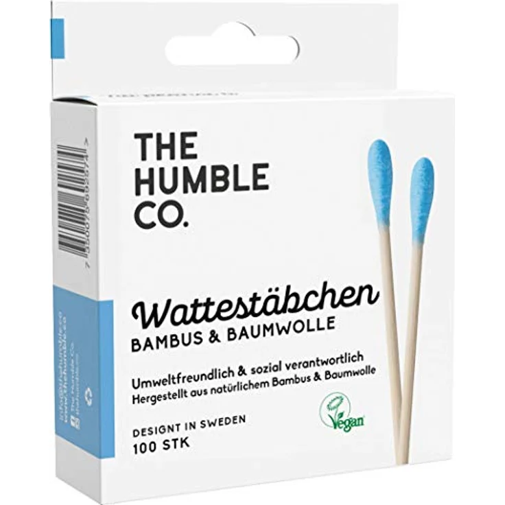 The Humble Co. Bambus Blau Wattestäbchen 100 Stück – Bild 2