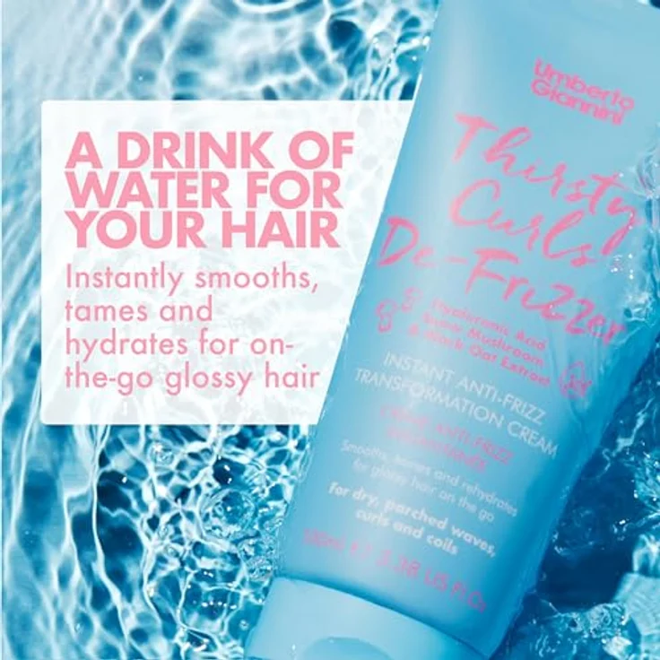 Umberto Giannini Thirsty Curls Anti-Frizz Transf. Cream, nicht fettende Haarcreme & Stylingcreme für Damen, 100 ml, Hitzeschutz bis 230°C, feuchtigkeitsspendend, mit Hyaluronsäure und schwarzem Haferextrakt – Bild 3