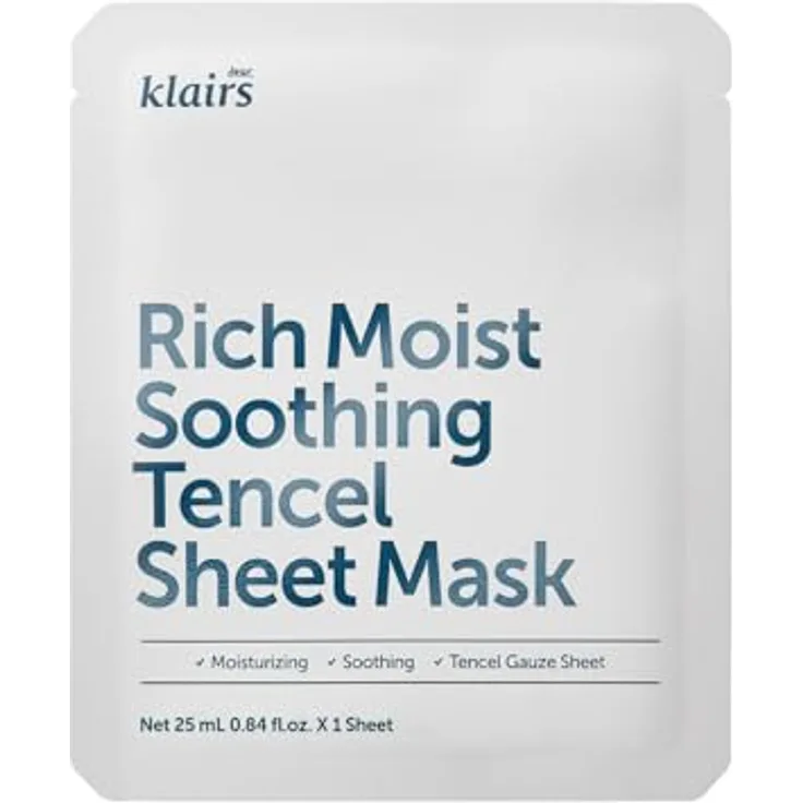 Dear Klairs Rich Moist Soothing Tencel Sheet Mask Tuchmaske mit pflegender Wirkung