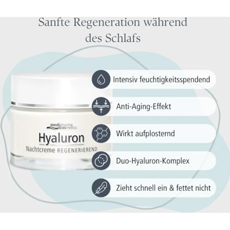 Dr. Theiss Hyaluron Nachtcreme regenerierend, 50 ml Gesichtscreme für intensive Pflege – Bild 3
