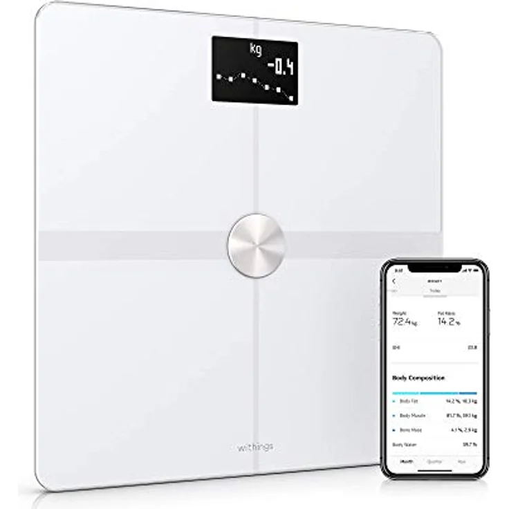 Withings Body+, Smart-Waage mit Körperfettmessung, BMI- und Muskelmasseanalyse, WLAN-Synchronisierung, Generalüberholt – Bild 1