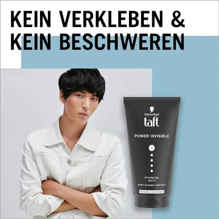 Schwarzkopf TAFT Gel Power Invisible Styling (150 ml), veganes Haargel mit Haltgrad 5, ohne Verkleben und Beschweren, sanft zur Kopfhaut – Bild 5