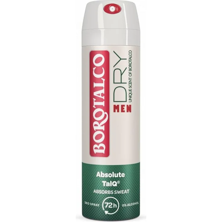 Borotalco MEN Dry Deodorant Spray, 150 ml, alkoholfrei, langanhaltender Schutz gegen Schweiß, ohne Fleckenbildung