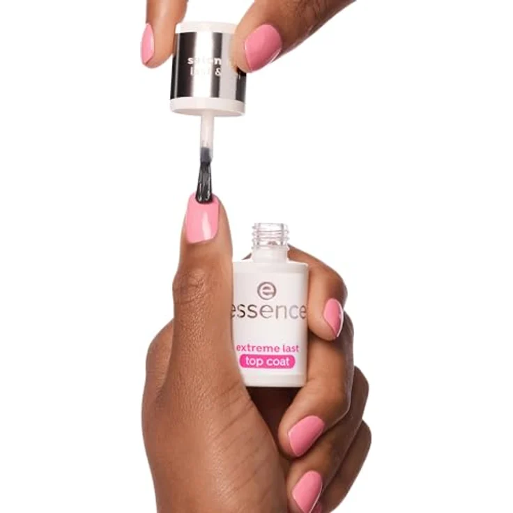 essence cosmetics extreme LAST top coat, Überlack Nr. 01 Transparent langanhaltend glättend schützend glänzend vegan 8ml – Bild 4
