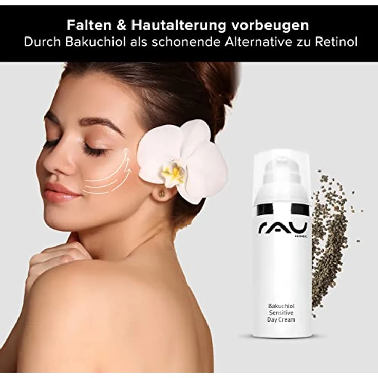 RAU Cosmetics Bakuchiol Sensitive Day Cream 50 ml - Leichte Tagescreme für reife & unreine Haut - Anti Aging Creme mit Bakuchiol - RAU Cosmetics - Gesichtspflege mit Kollagen Booster – Bild 2